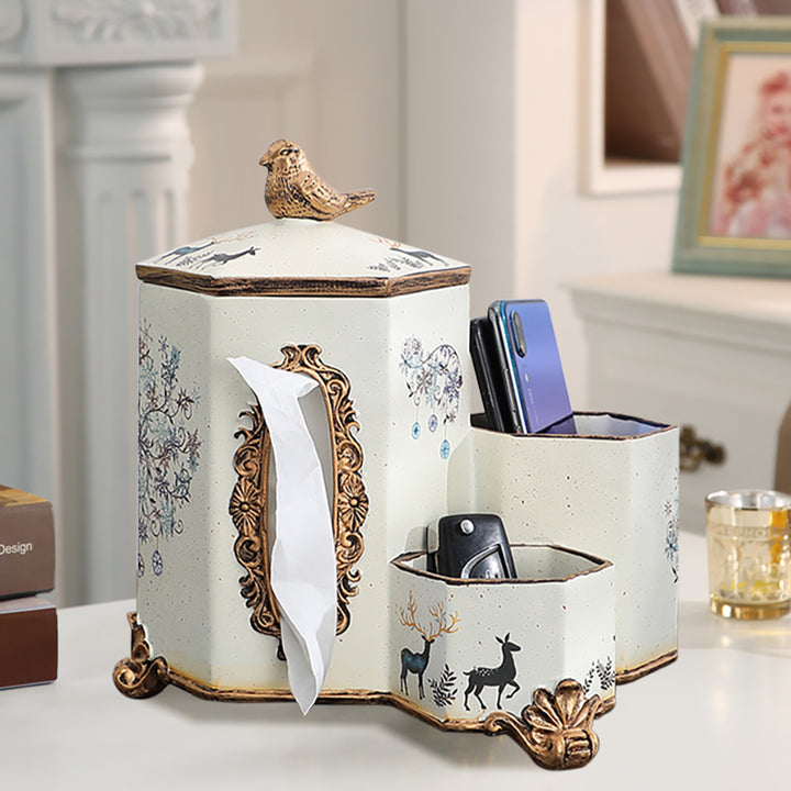 European-style Living Room Desktop Tissue Holder Resin Remote Control Storage Box