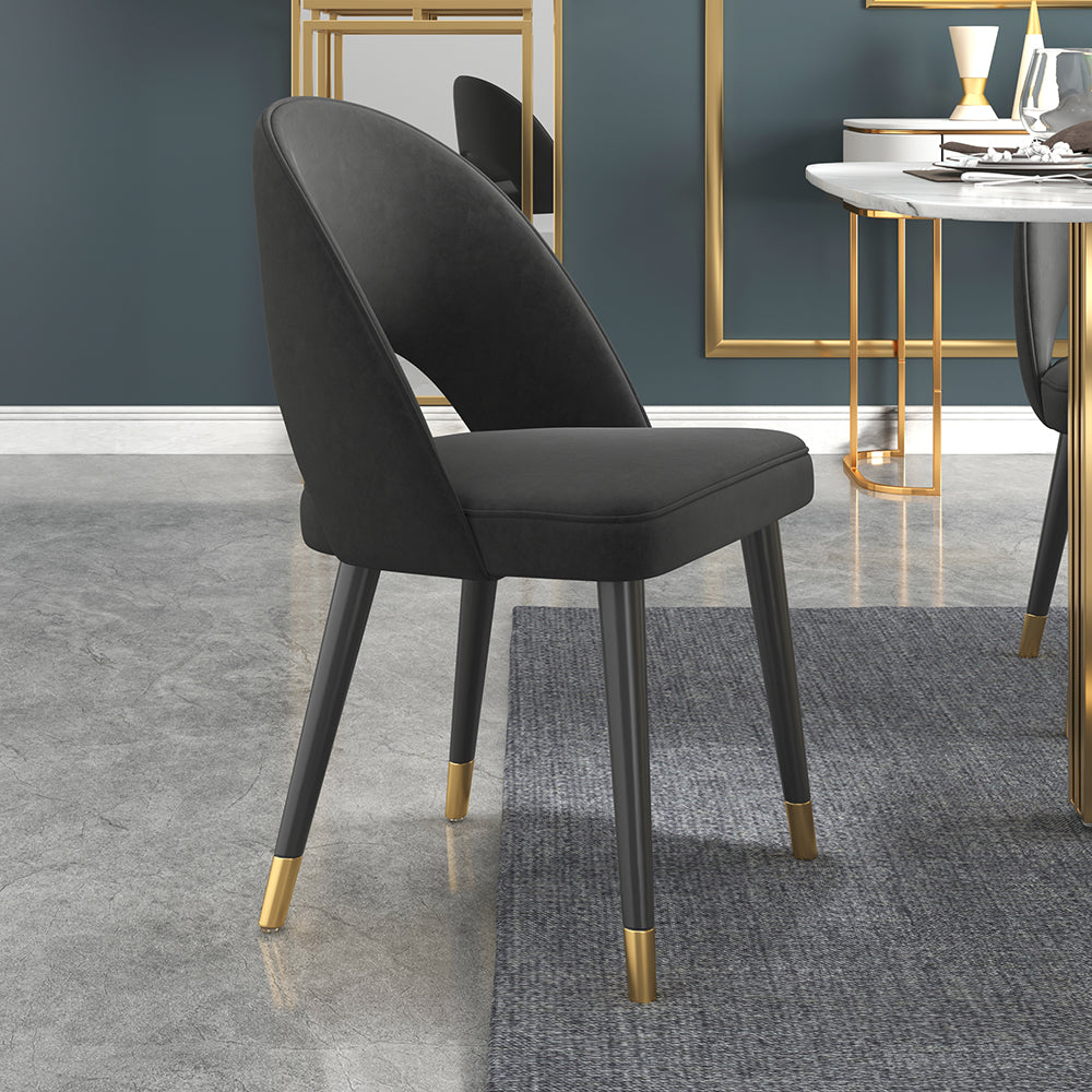 Set of 2 Velvet Dining Chair Upholstered Modern Black Dining Room Chairs