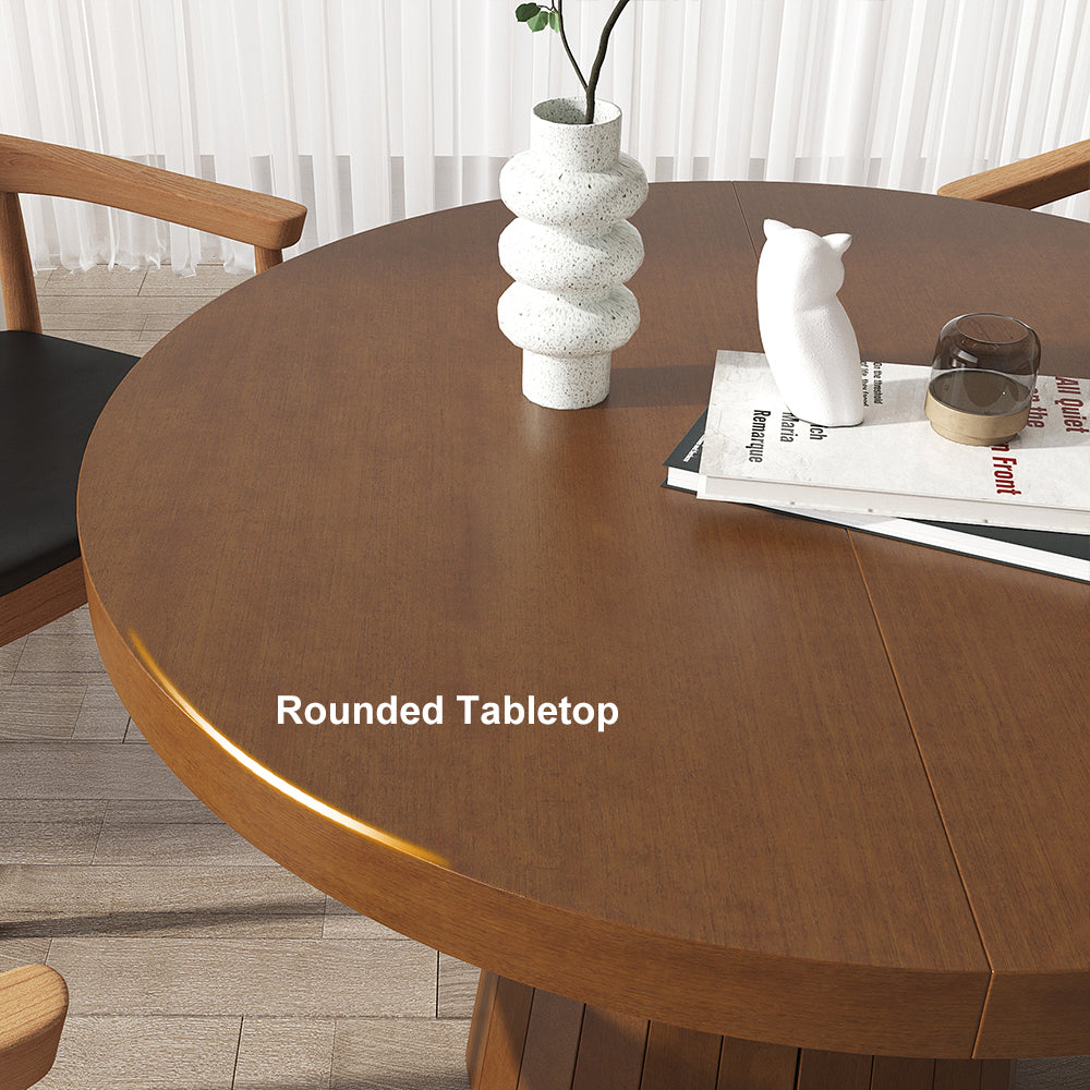 Oval&Round Dining Table Extendable Table Pedestal 6-Seater Japandi Walnut