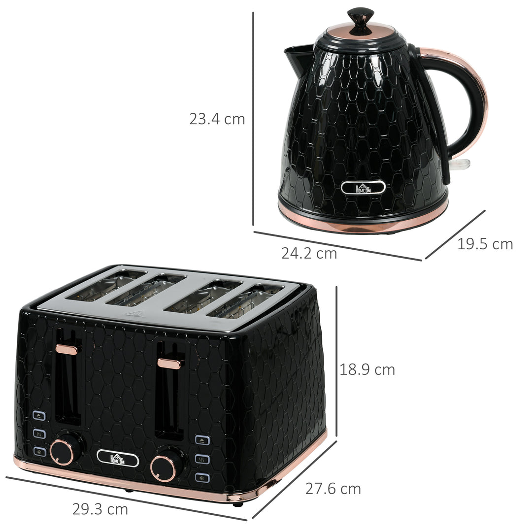 1.7L 3000W Fast Boil Kettle & 4 Slice Toaster Set