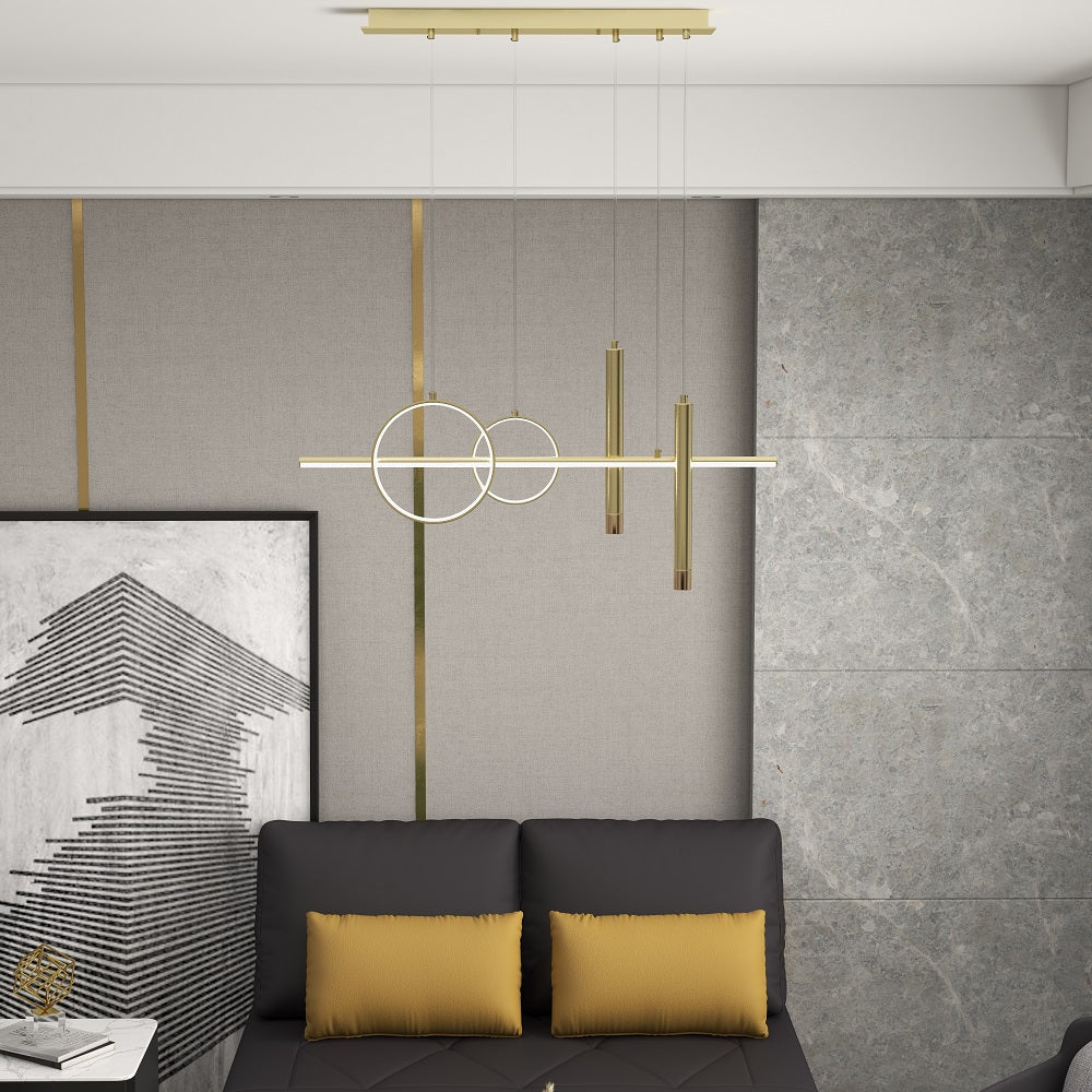 Geometric Kitchen Island Light Metal Pendant Light in Gold