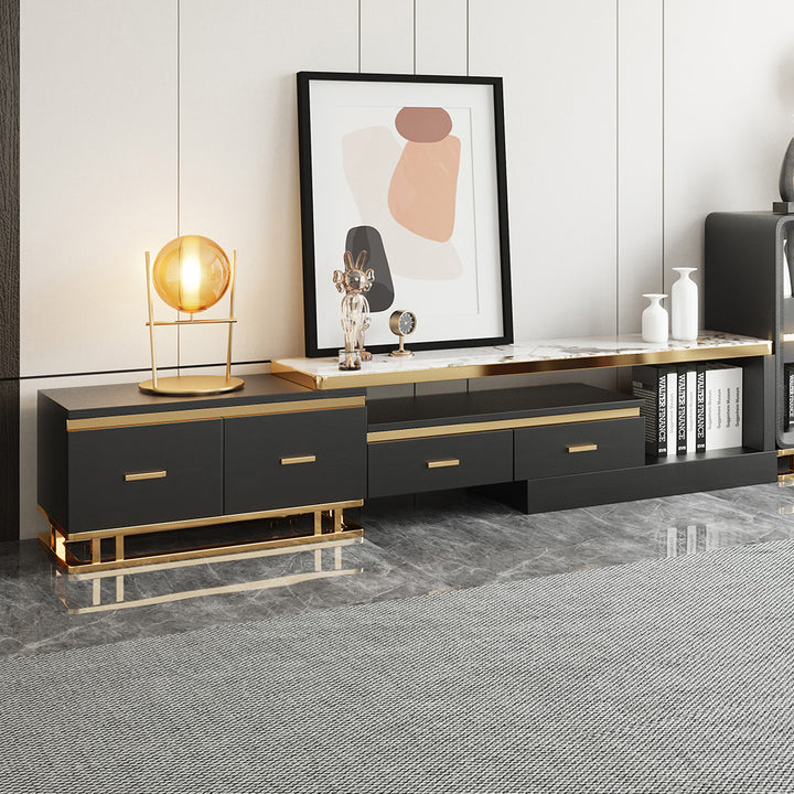 Stonesk Modern TV Stand & Coffee Table Set for 2540mm TV in Black with Drawers