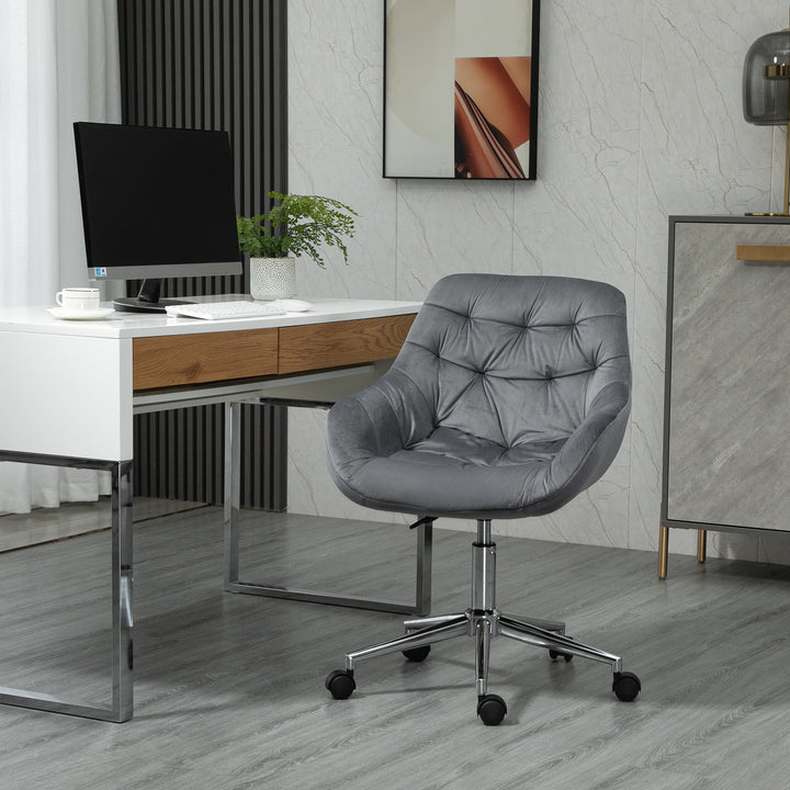 Vinsetto Velvet Swivel Chair, Dark Grey