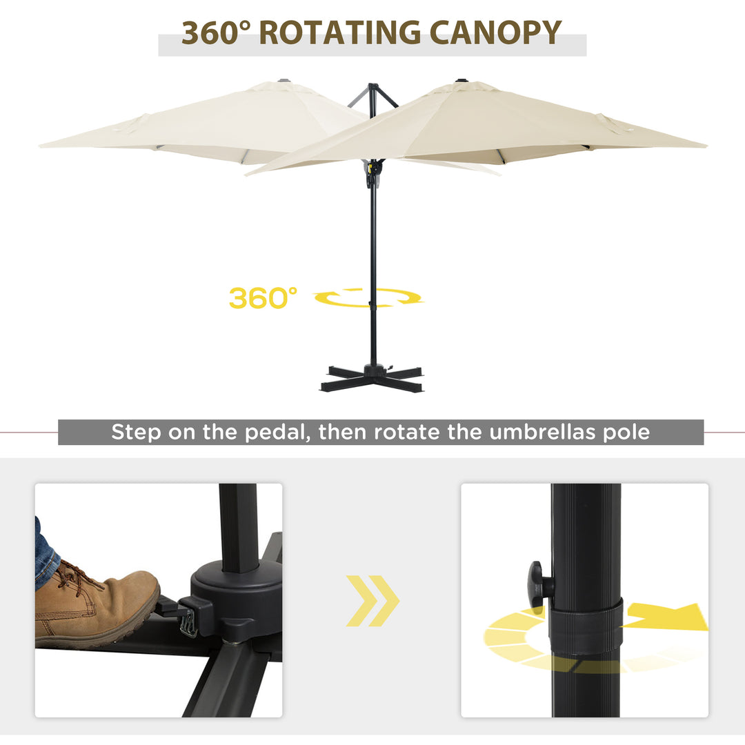 2.5 x 2.5m Patio Offset Parasol Umbrella Cantilever Hanging Aluminium Sun Shade Canopy Shelter 360° Rotation w/Crank Handle