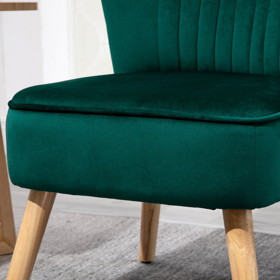 Velvet Accent Chair Occasional Tub Seat Padding Curved Back with Wood Frame Legs Home Furniture Set of 2 Green