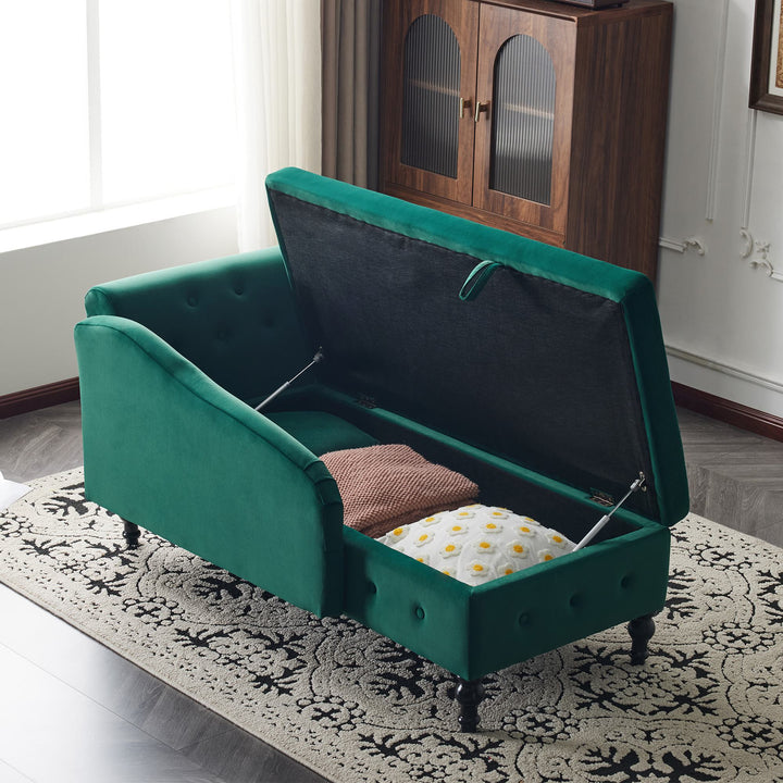 Velvet Upholstered Lounger Sofa with Storage