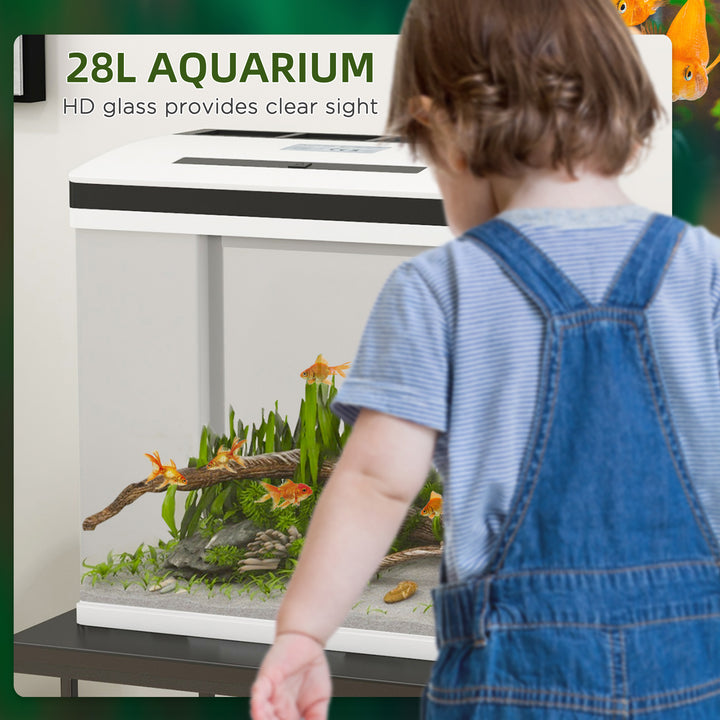 28L Glass Aquarium Fish Tank with Filter