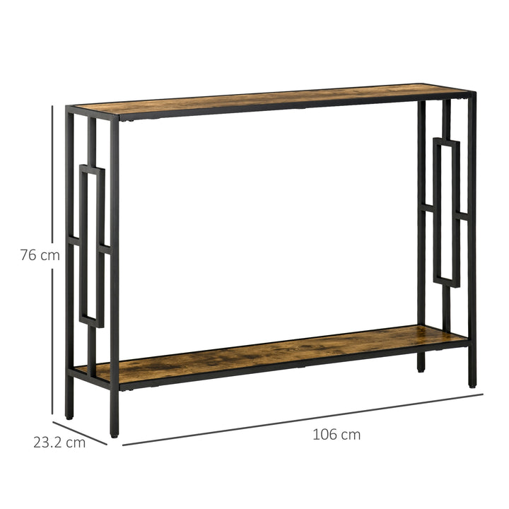 HOMCOM Industrial Console Table with Storage Shelf