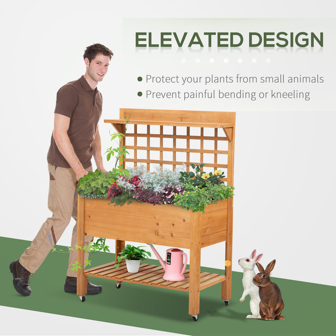 Elevated Garden Bed: Raised Wooden Planter with Shelves for Veggies