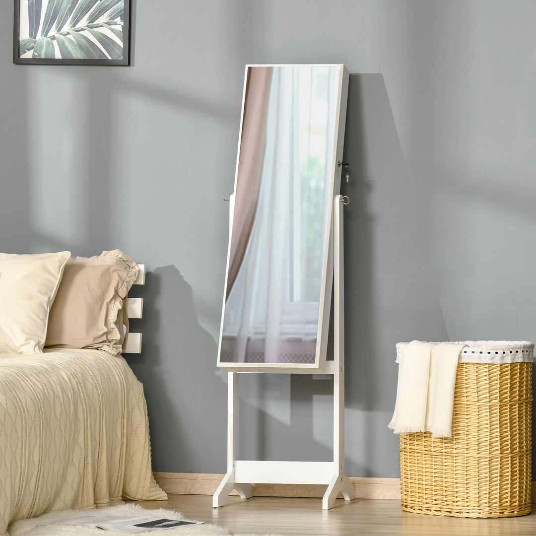 Lockable Jewellery Cabinet with Full-Length Mirror