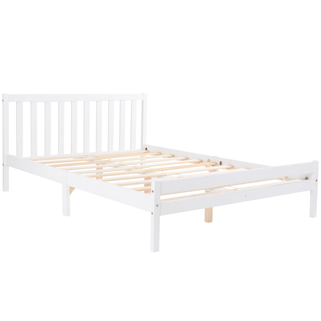 Solid Wooden Double Bed Frame with Headboard and Footboard