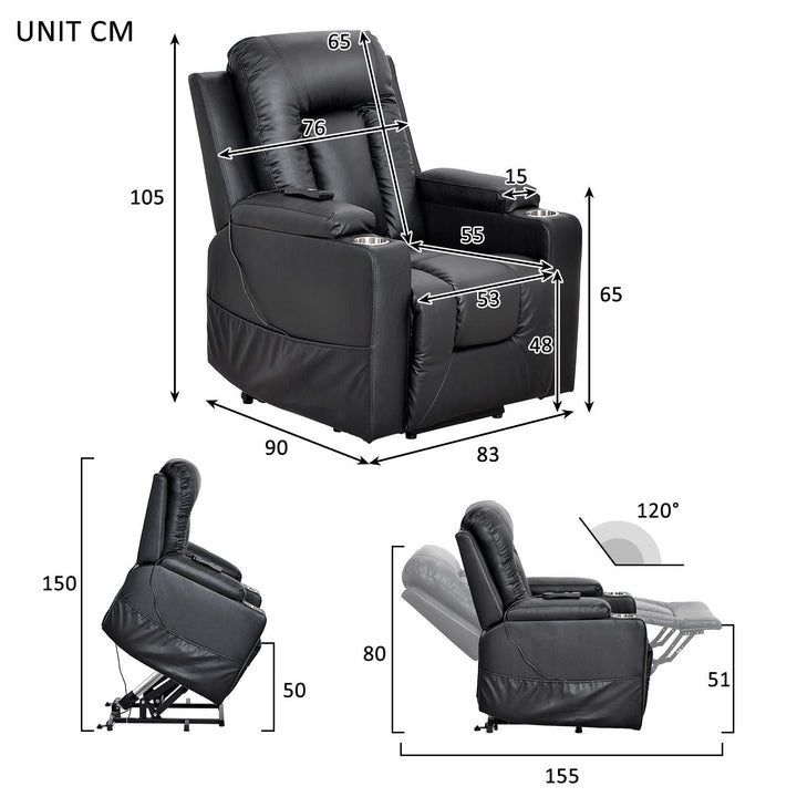 Remote Control Electric Power Lift Recliner Chair for Elderly with Faux Leather