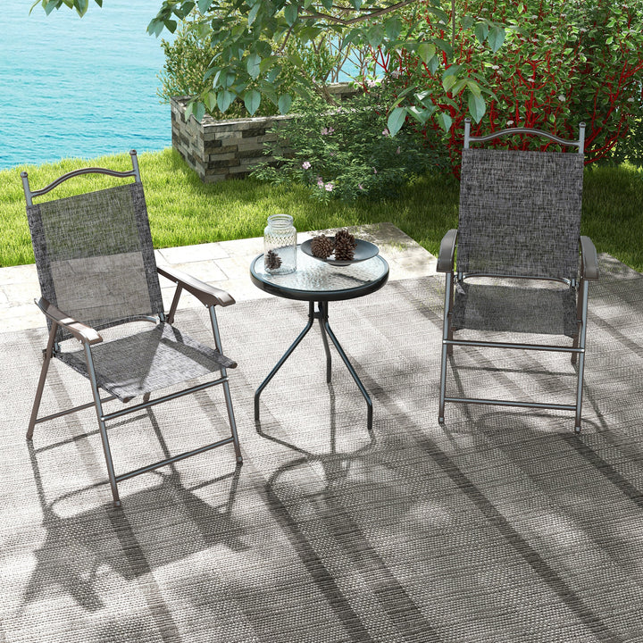 Portable Patio Perches: Folding Mesh Chairs with Armrests for Camping Comfort