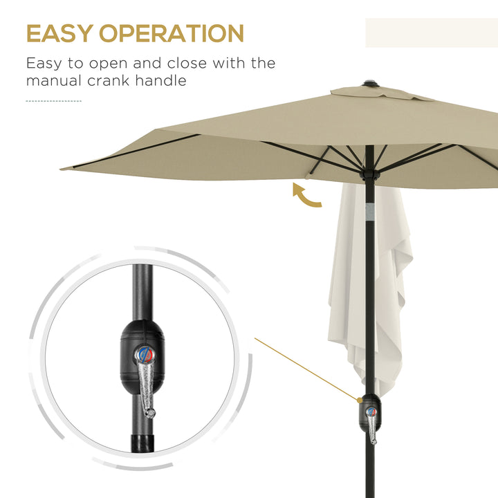 Rectangular Patio Parasol: 2x3m Market Umbrella with Crank & Tilt