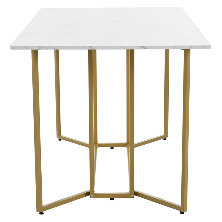 Modern Rectangular Extendable Dining Table with Adjustable Metal Legs