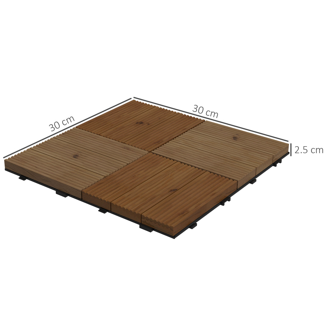 27 Pcs Wooden Interlocking Decking Tiles