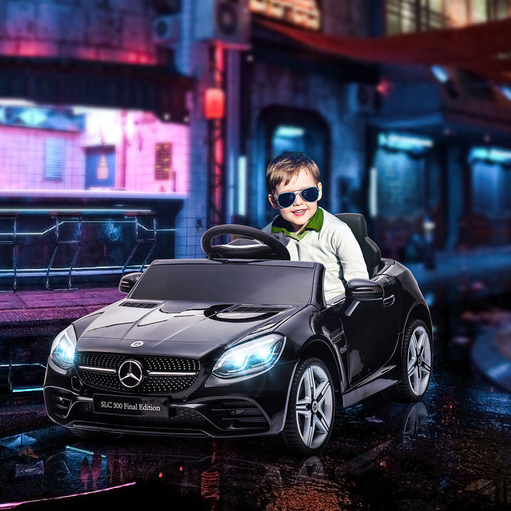 Mercedes Benz SLC 300 Licensed 12V Kids Electric Ride On Car w/ Parental Remote Two Motor Music Light Wheel for 3-6 Years Black