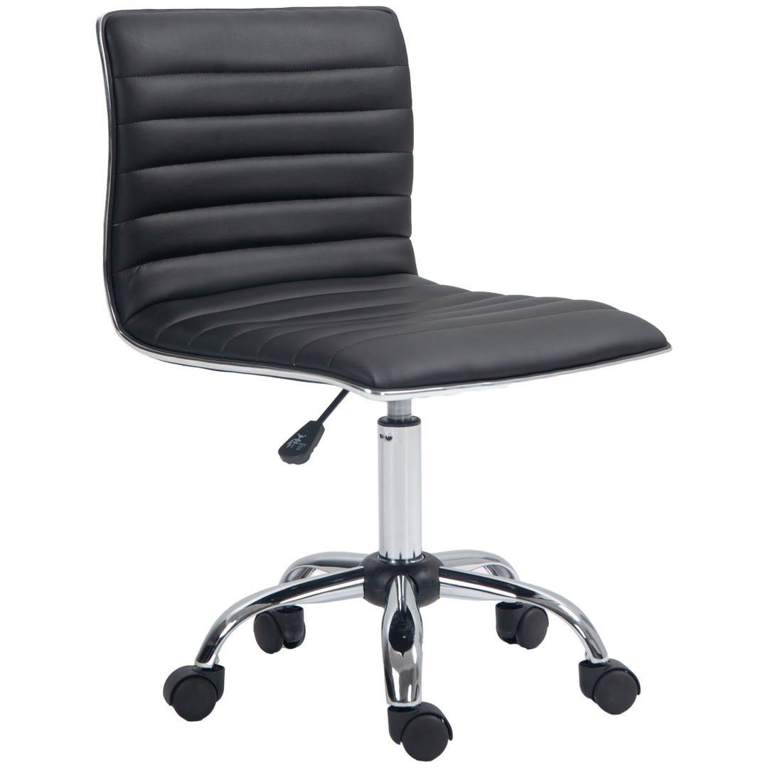 Vinsetto Adjustable Swivel Office Chair, Armless, PU Leather, Chrome Base, Black