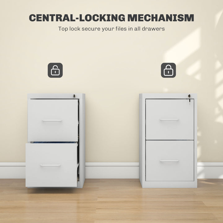 Two-Drawer Modern Steel Filing Cabinet with Central-Locking Mechanism