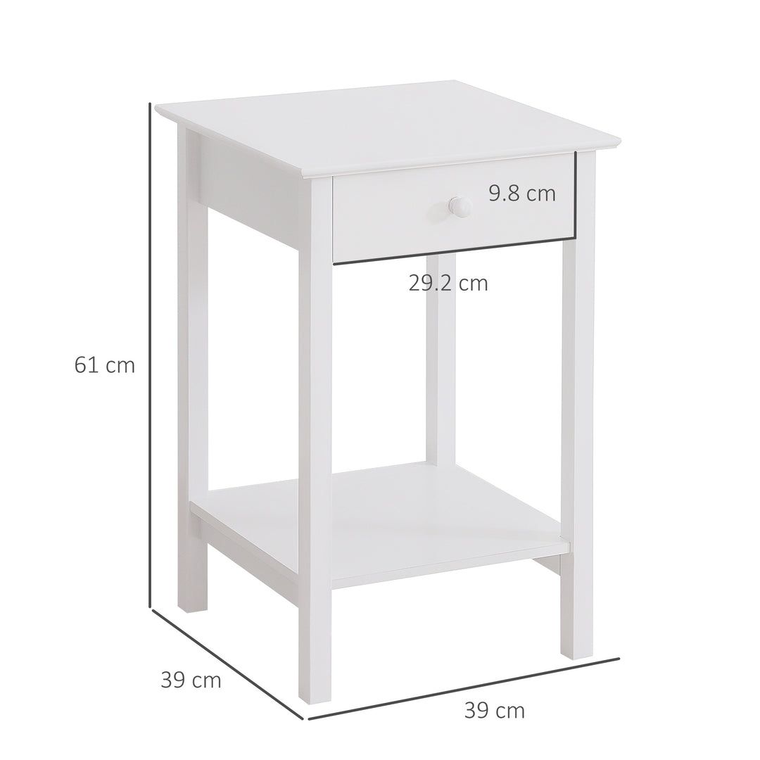 HOMCOM White Bedside Table