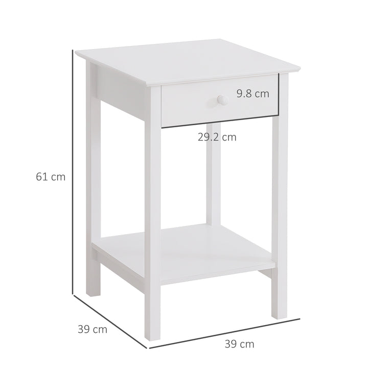 HOMCOM White Bedside Table