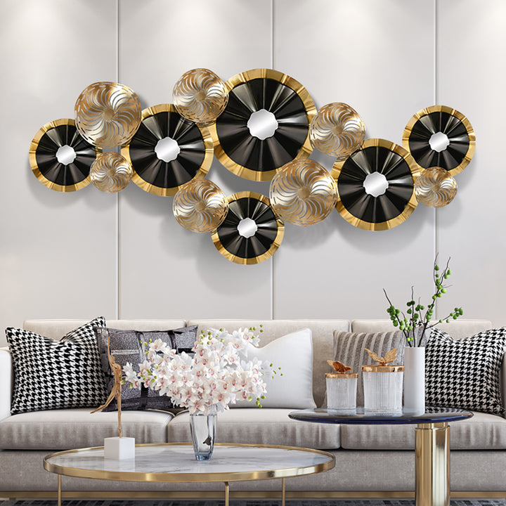 Creative Luxury Multi-round Metal Wall Decor Home Hanging Art Multi-color Living Room