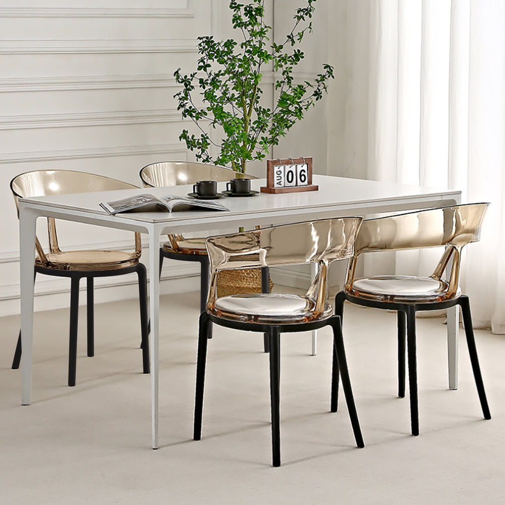 Modern Acrylic Dining Chair in Amber Dining Table Chairs with Arms