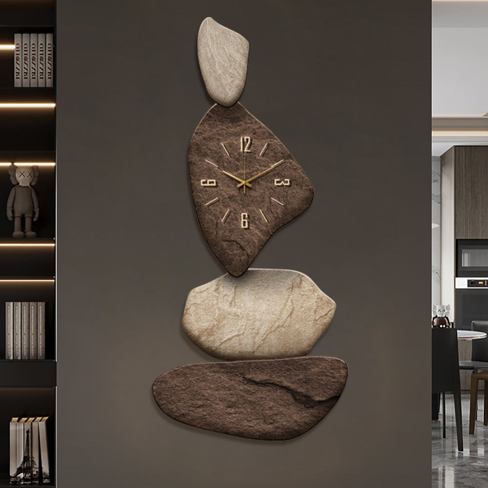 820mm Large Stone Shape Japandi Wall Clock Unique Irregular Home Decor Art Living Room