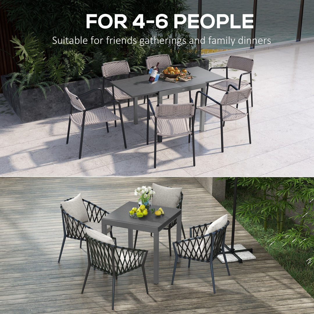 Extendable Garden Table for 6 with Aluminium Frame