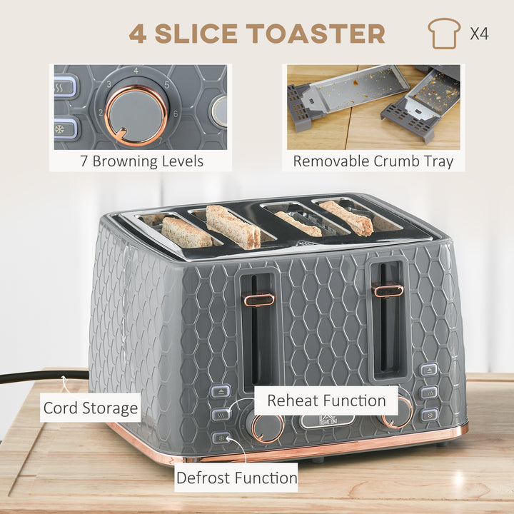 1.7L 3000W Fast Boil Kettle & 4 Slice Toaster Set