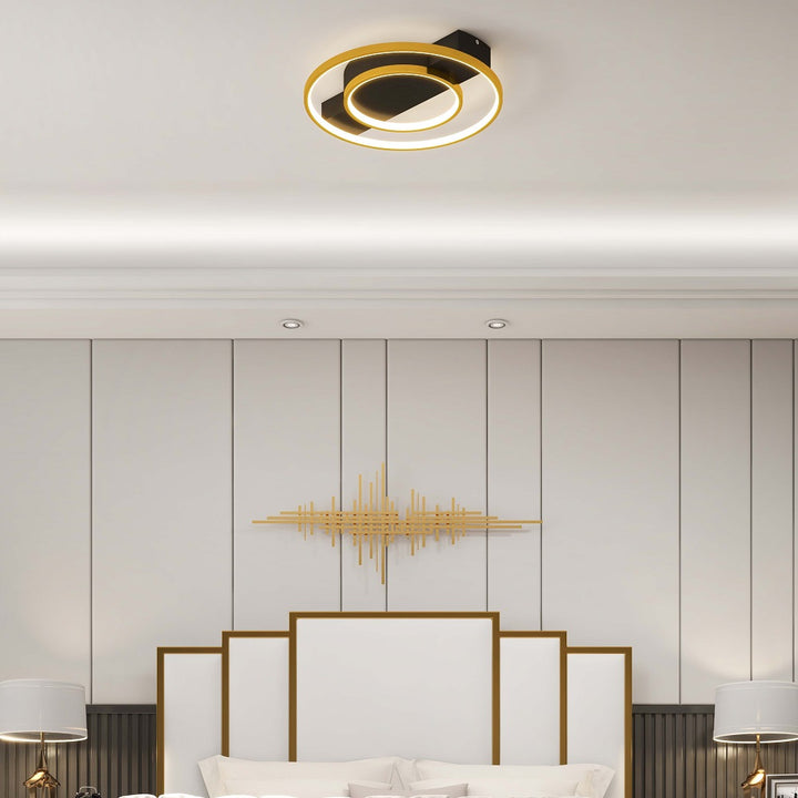 Modern Gold & Black Multi-Circle LED Flush Mount Light