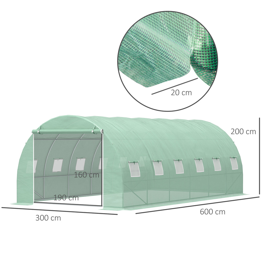 6 x 3 x 2 m Large Walk-In Greenhouse Garden Polytunnel Greenhouse with Steel Frame