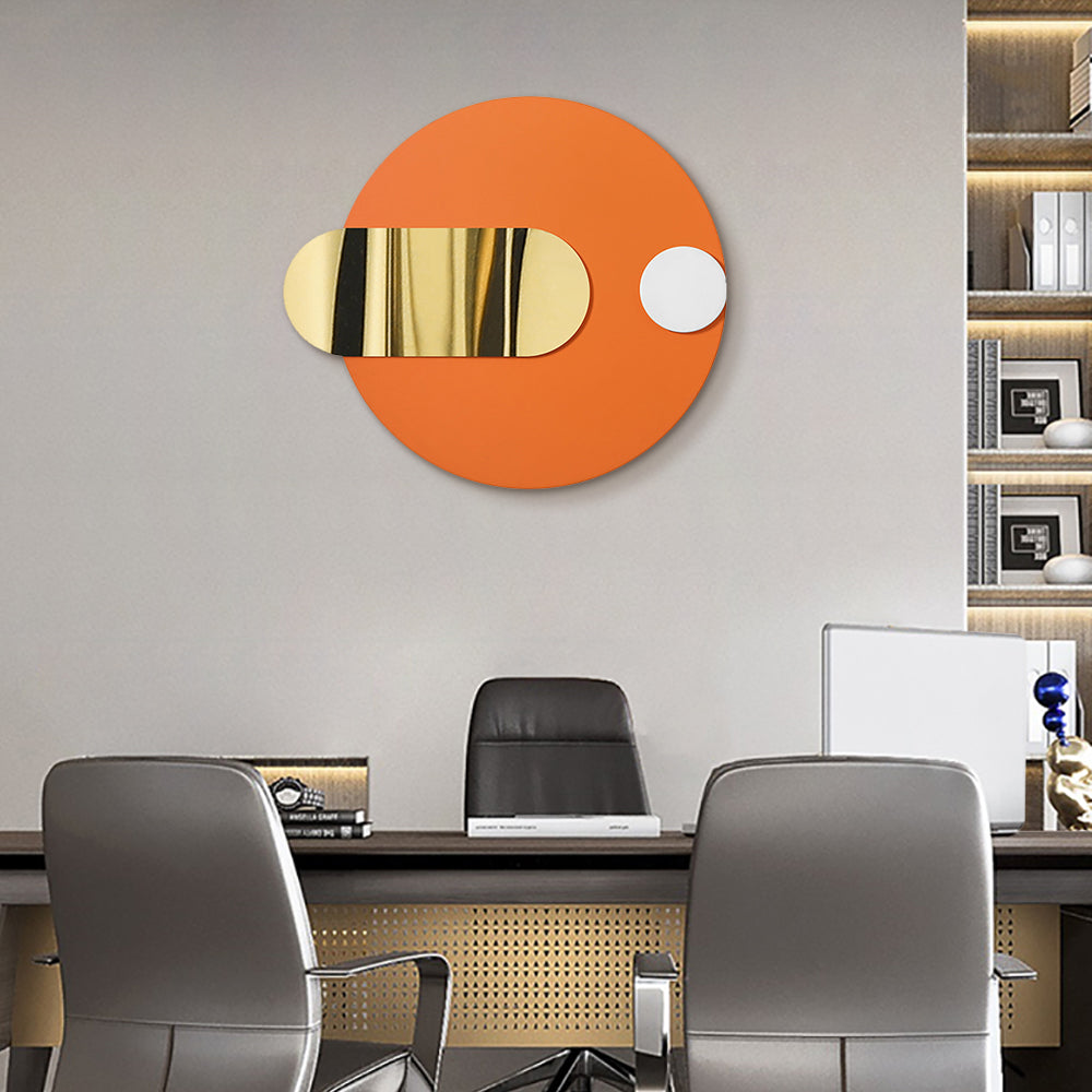 Modern Geometric Pattern Metal Wall Decor Handmade Wall Accent 780mmW Orange & Gold