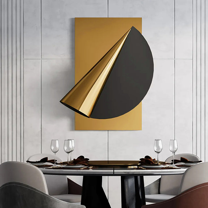 600mm Gold&Black Geometric Metal Wall Decor Background Hand-Forged Art for Living Room