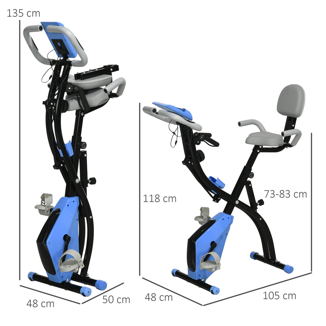 2-in-1 Folding Exercise Bike with 8-Level Magnetic Resistance