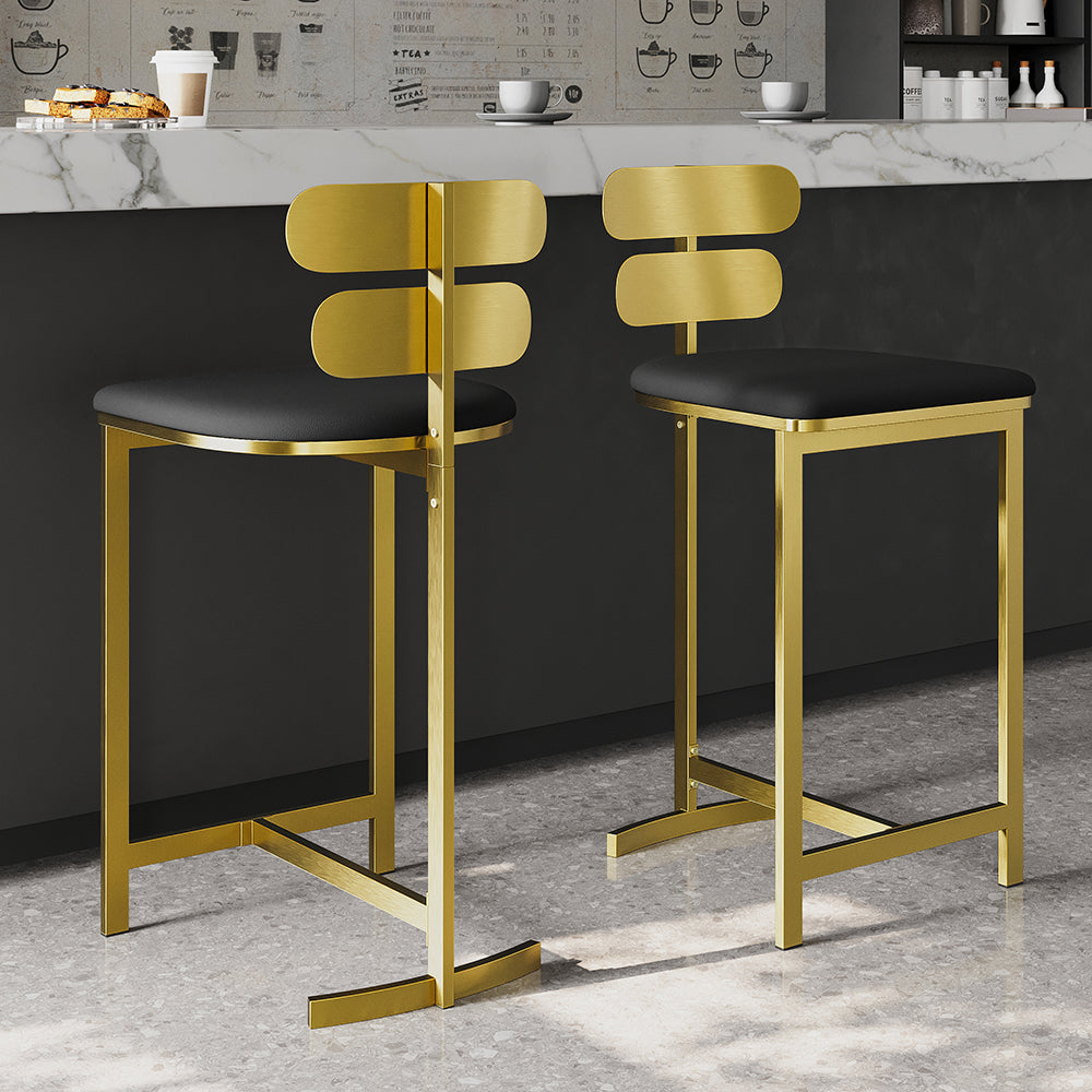 Modern 4-Piece PU Leather Black Counter Stools with Back Breakfast Kitchen Counter Stool