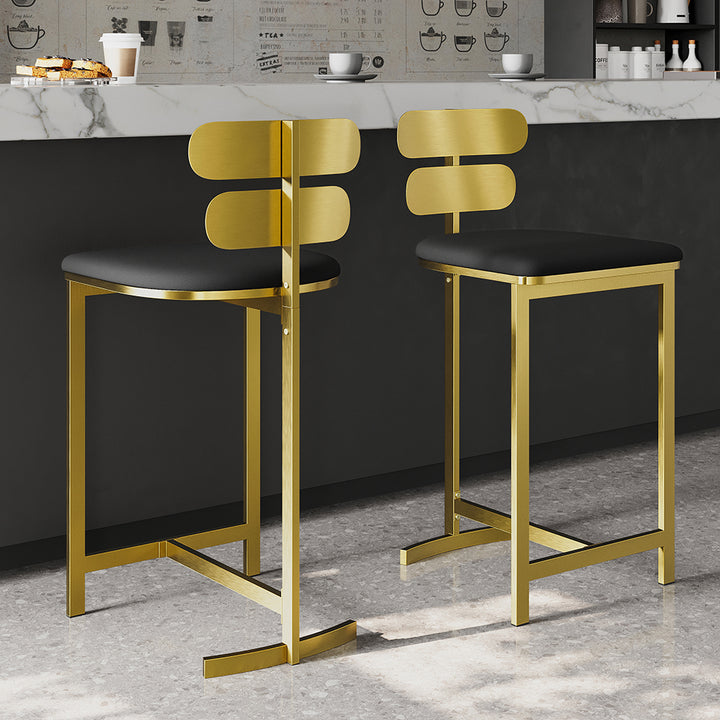 Modern 4-Piece PU Leather Black Counter Stools with Back Breakfast Kitchen Counter Stool