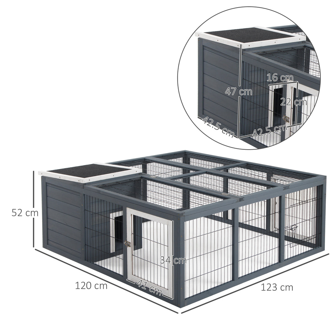 Rabbit Hutch Small Animal House Ferret Bunny Cage Duck House Rabbit Hideaway Chinchilla Cage Backyard with Openable Main House & Run Roof