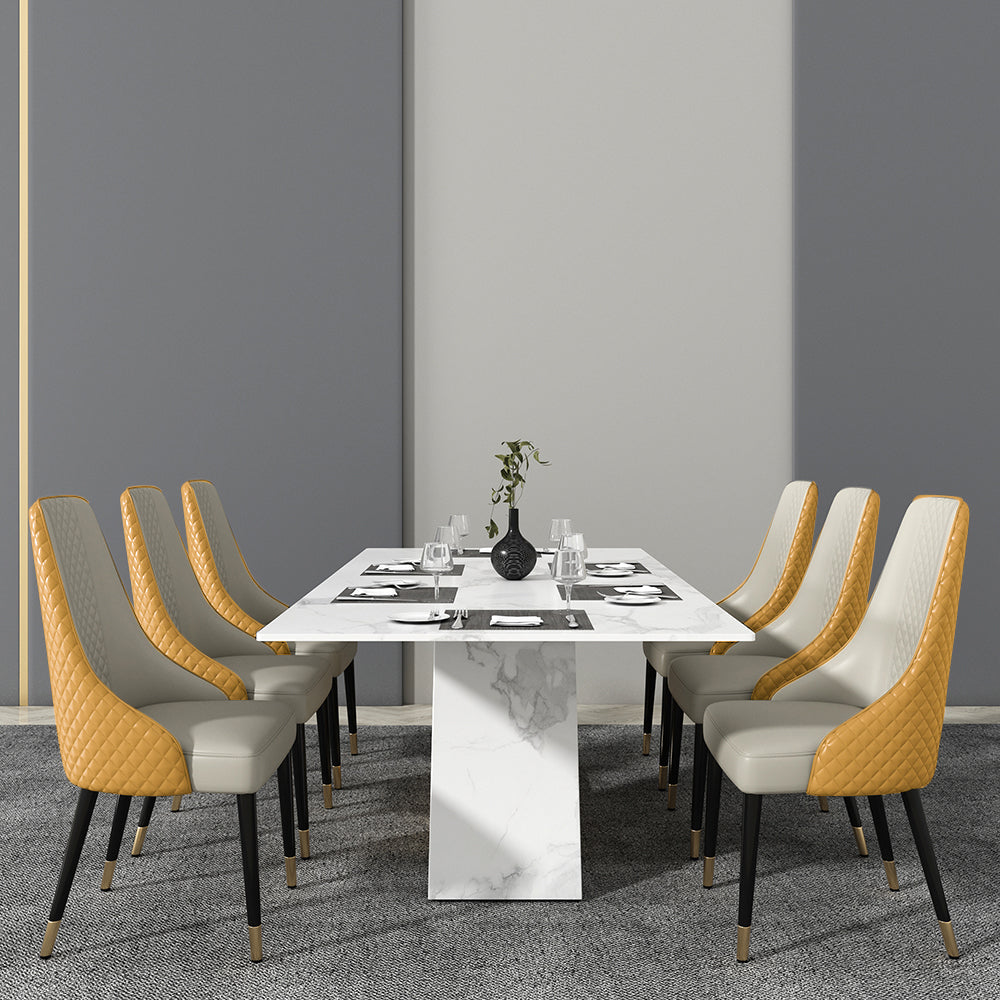 Modern Dining Chairs Set of 6 Faux Leather High Back with Upholstered Deep Orange Dining Room Chairs