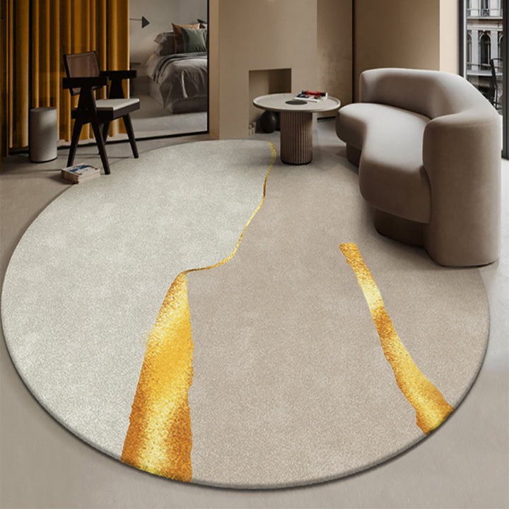 2150mm x 2150mm Circular Modern & Creative & Light Luxury Khaki & Yellow Area Rug