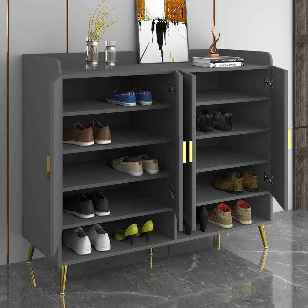 Yellar Nordic Gray Shoe Cabinet 10 Shelves Entryway Shoe Cabinet