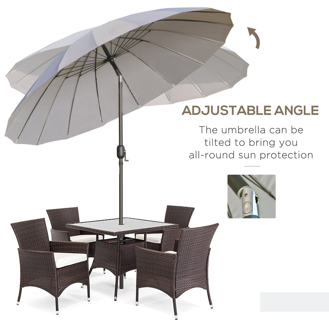 Waterproof 2.5m Adjustable Outdoor Garden Parasol Umbrella Sun Shade with Crank & Tilt