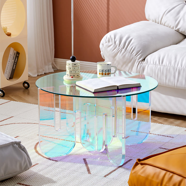 Iridescent Transparent Acrylic Modern Design Fashionable Round Coffee Table