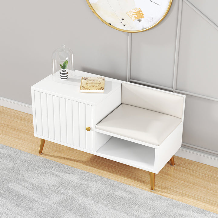 Shoe Storage Entryway Bench Shoe Rack with Storage Cabinet in White