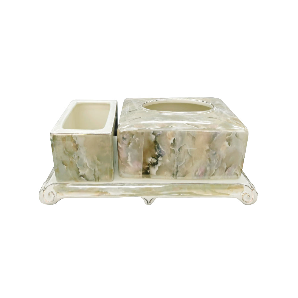 Marble Tissue Box Ceramics Tissue Holder Set