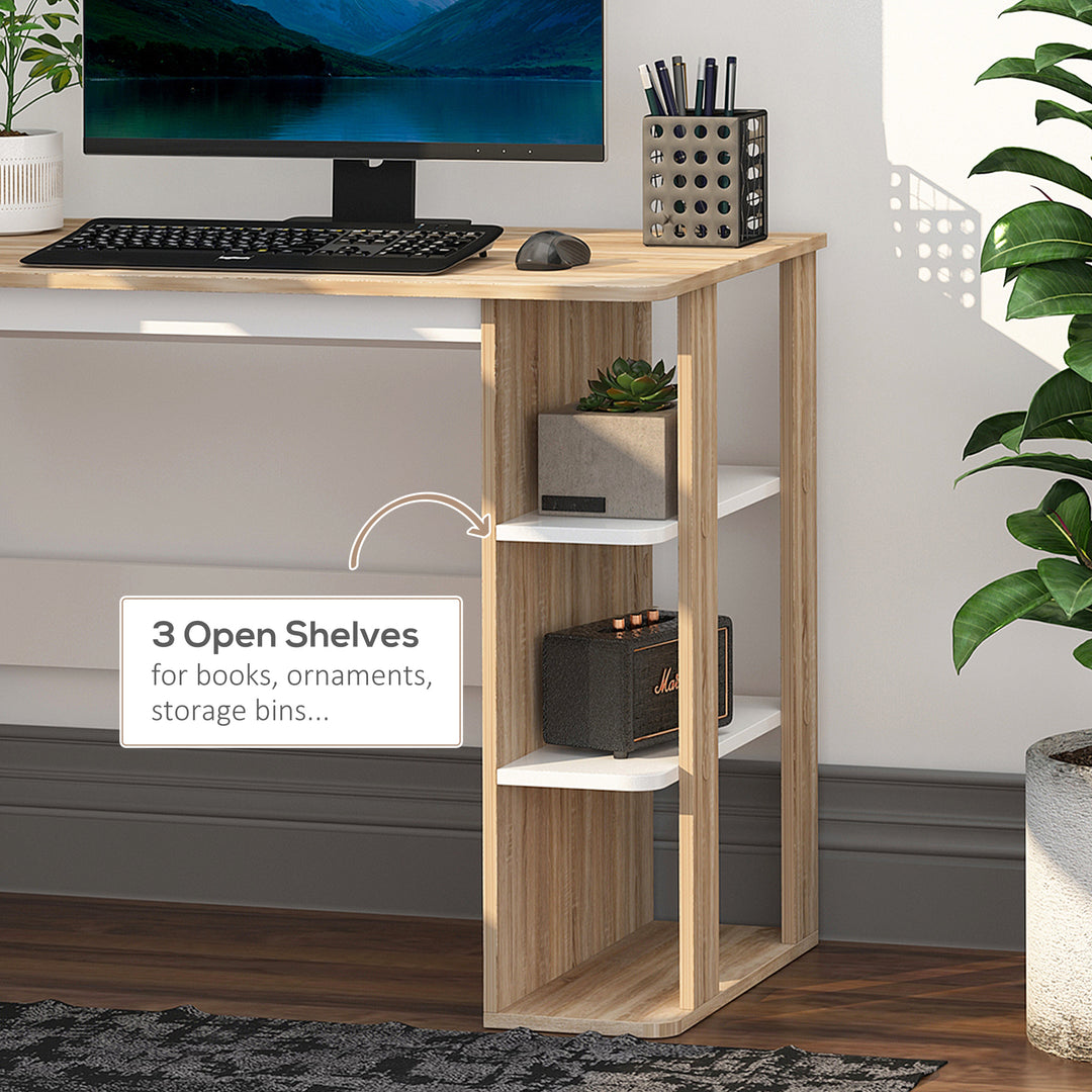 Office Table with 3-Tier Storage Shelf