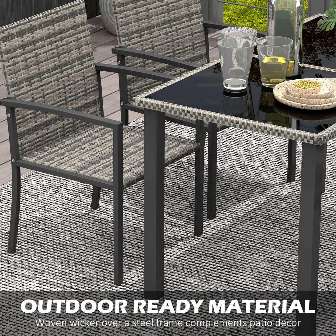 Outdoor Dining Set 5 Pieces Patio Conservatory with Tempered Glass Tabletop