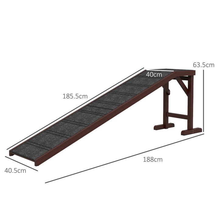 Pet Ramp for Dogs Non-slip Carpet Top Platform Pine Wood 188 x 40.5 x 63.5