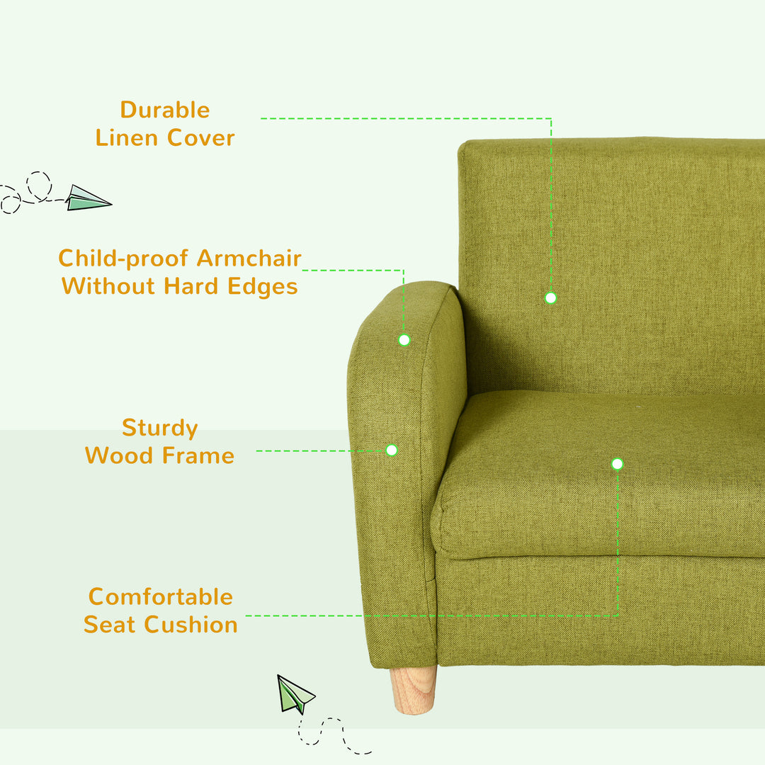 Children Armchair Mini Sofa Wood Frame Anti-Slip Legs High Back