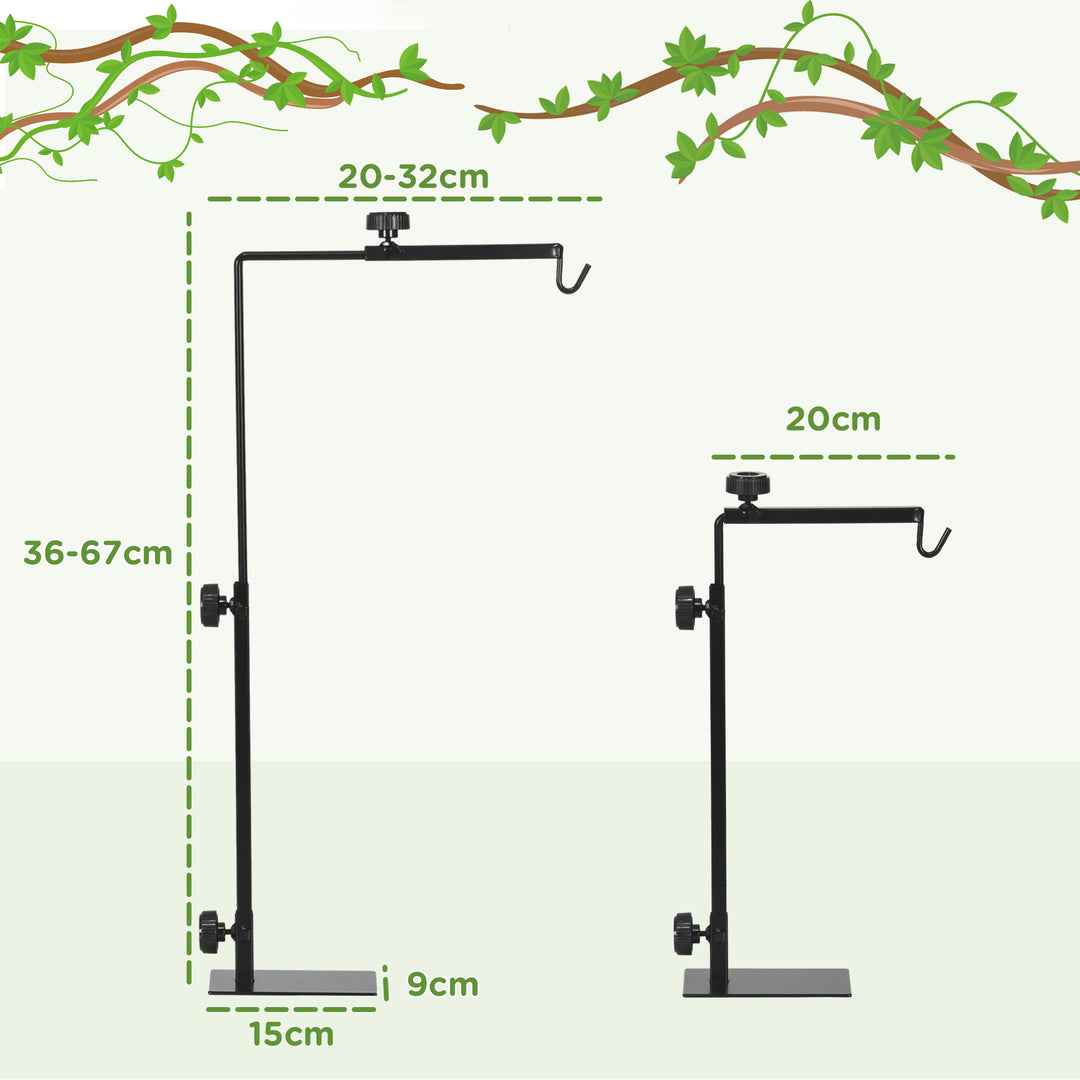 Adjustable Height and Length Reptile Lamp Stand Holder with Hook Hanging